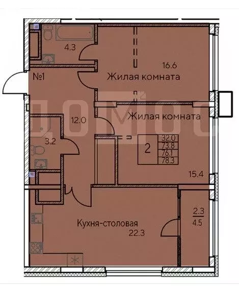 2-комнатная квартира: Екатеринбург, улица Хохрякова, 66 (80.1 м) - Фото 0