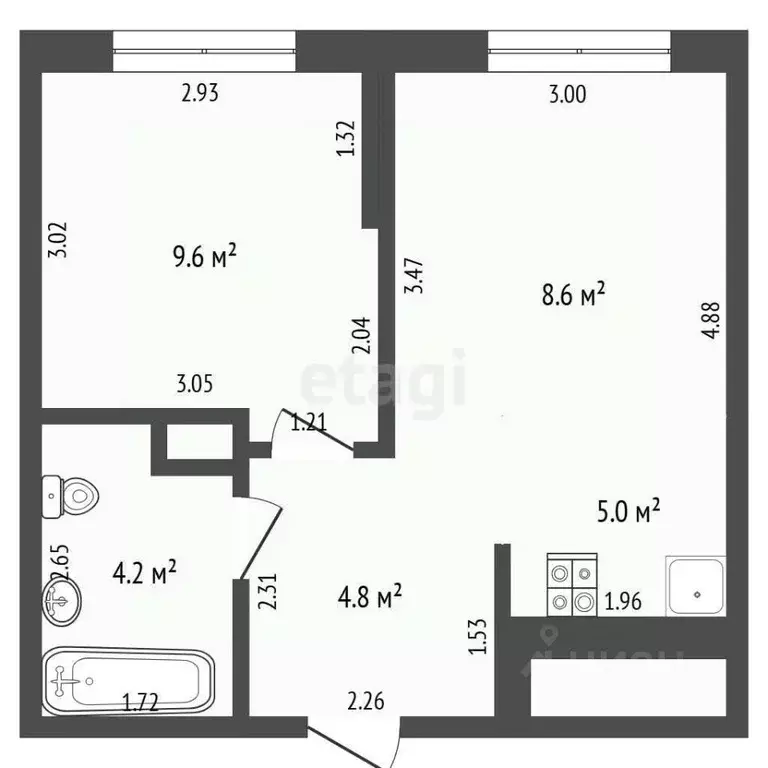 1-к кв. Тюменская область, Тюмень ул. Лесопарковая, 1к2 (32.3 м) - Фото 1