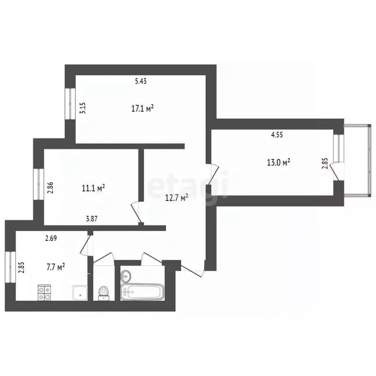 3-к кв. Ямало-Ненецкий АО, Новый Уренгой Советский мкр, 7/1 (67.0 м) - Фото 1