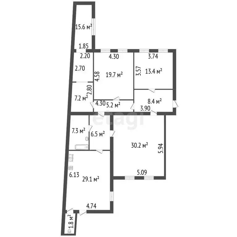 1к в 4-комнатной квартире (31 м) - Фото 1