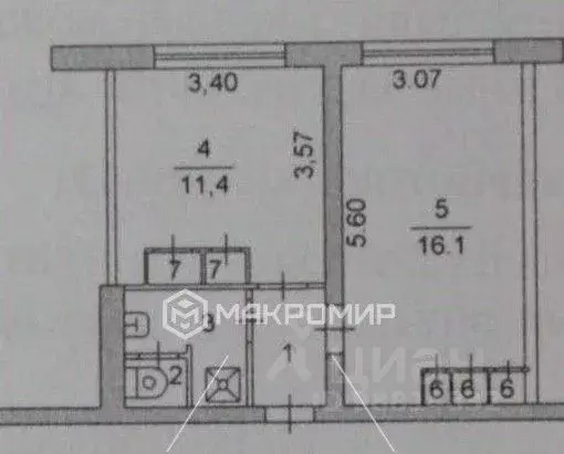1-к кв. Челябинская область, Челябинск ул. Молодогвардейцев, 51А (35.0 ... - Фото 2
