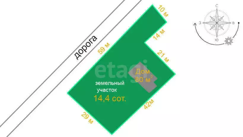 Участок в село Соколиное, улица Фрунзе (14.3 м) - Фото 0