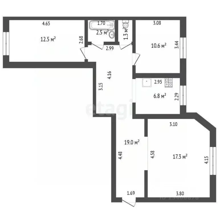 3-к кв. Ханты-Мансийский АО, Ханты-Мансийск Пионерская ул., 48 (70.0 ... - Фото 2