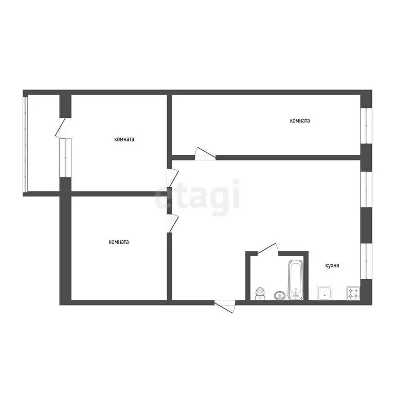 3-комнатная квартира: Курган, улица Бурова-Петрова, 9 (60.8 м) - Фото 0