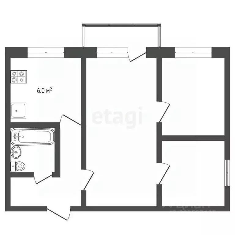 Квартира, 3 комнаты, 41.6 м - Фото 0