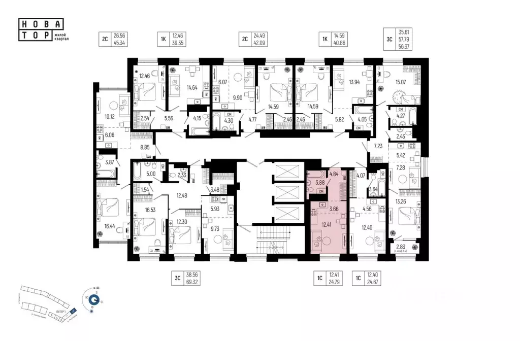 1-к кв. Башкортостан, Уфа Глумилино-1 мкр, Новатор жилой комплекс ... - Фото 2