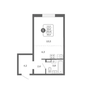 Продаётся квартира-студия, 30.4 м - Фото 0