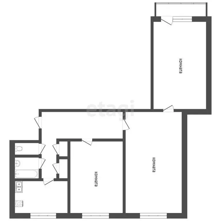 3-комнатная квартира: Новый Уренгой, Ленинградский проспект, 13 (58.5 ... - Фото 1