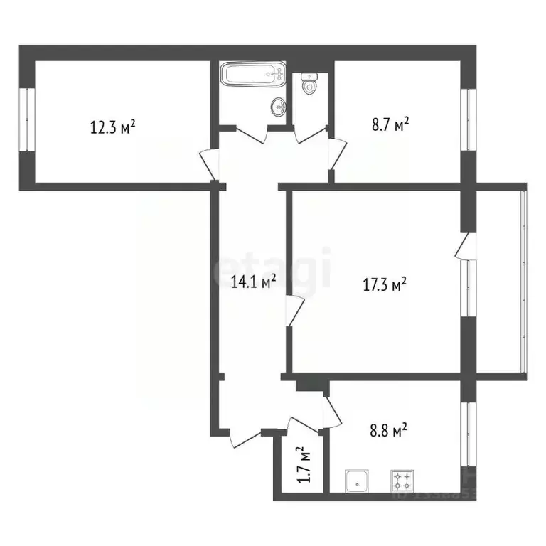 3-к кв. Красноярский край, Красноярск Вербная ул., 8 (66.5 м) - Фото 2