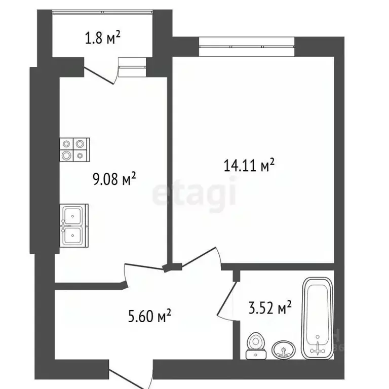 1-к кв. Калининградская область, Калининград Елизаветинская ул., 4к1 ... - Фото 1