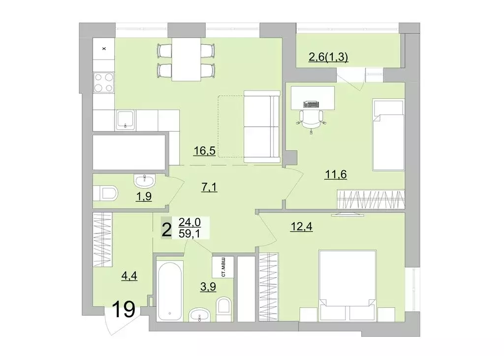 2-комнатная квартира: Екатеринбург, Черкасская улица, 5к3 (59.1 м) - Фото 0