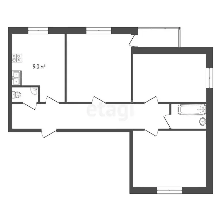 3-комнатная квартира: Алапаевск, улица Толмачёва, 12Б (59.9 м) - Фото 0