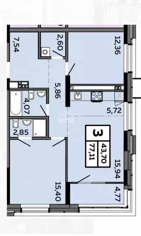 3-комнатная квартира: Ижевск, Пушкинская улица, 273к1 (78 м) - Фото 2