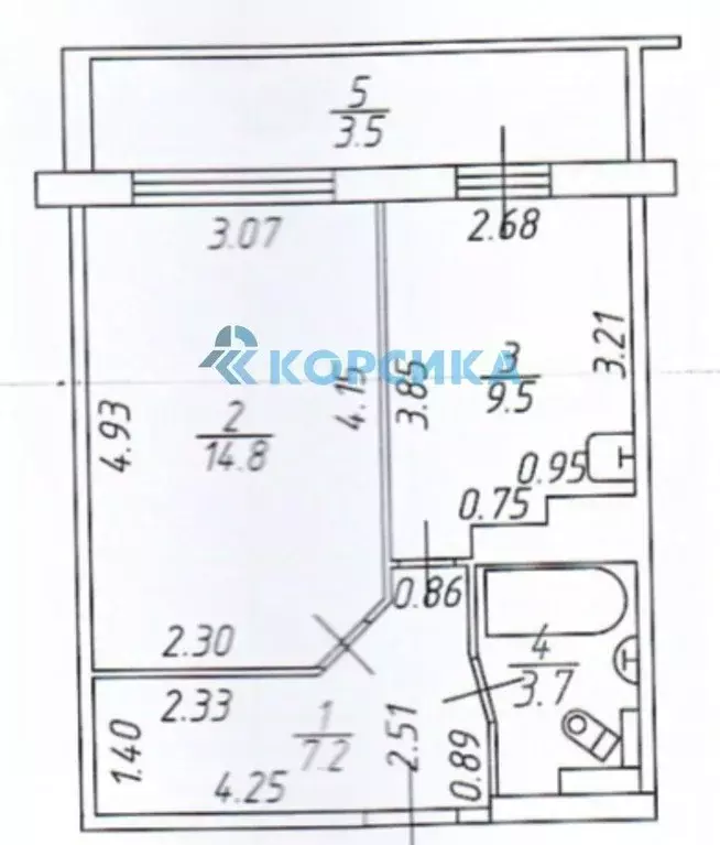 1-к кв. Татарстан, Набережные Челны просп. Фоменко, 93 (35.2 м) - Фото 2