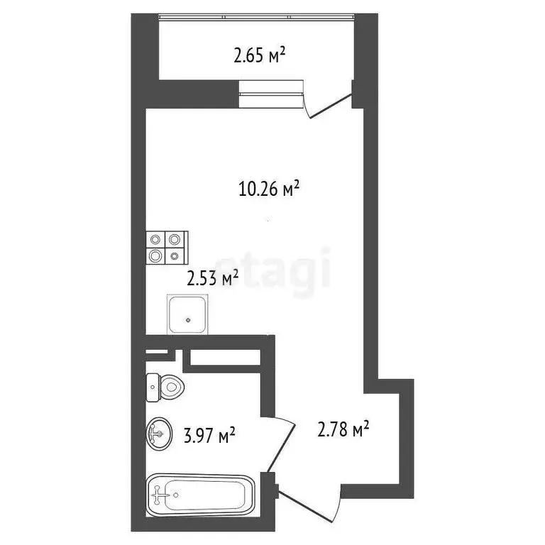 Квартира-студия: Тюмень, Селекционная улица, 2 (19.1 м) - Фото 0