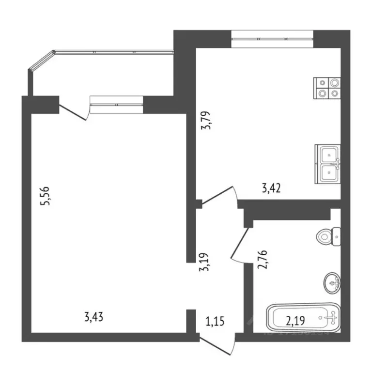 1-к кв. Тюменская область, Тюмень Кремлевская ул., 110к2 (42.2 м) - Фото 2