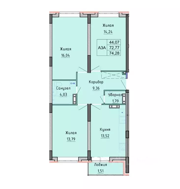 3-к кв. Ярославская область, Ярославль ул. Дядьковская, 48 (74.28 м) - Фото 1