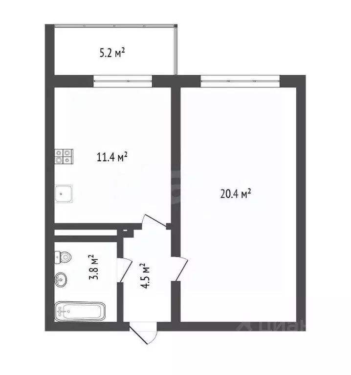 1-к кв. Воронежская область, Воронеж ул. Маршала Одинцова, 25Б/12 ... - Фото 1