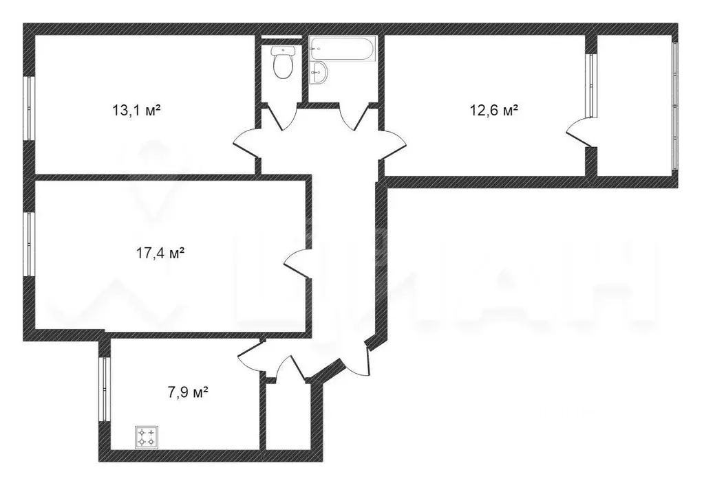 3-к кв. Ростовская область, Шахты ул. Артема, 30 (71.3 м) - Фото 1