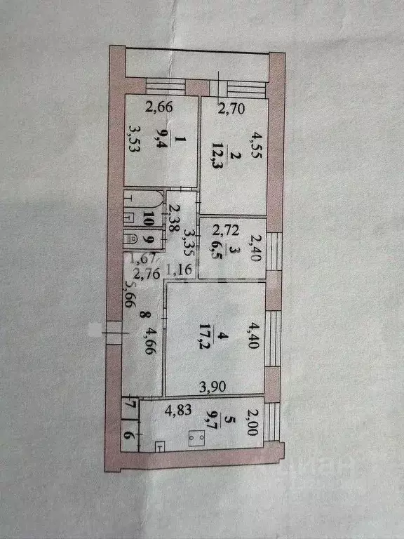 4-к кв. Липецкая область, Липецк Московская ул., 47 (72.3 м) - Фото 2