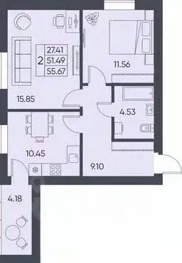 2-к кв. Саратовская область, Татищево рп  (55.67 м) - Фото 0