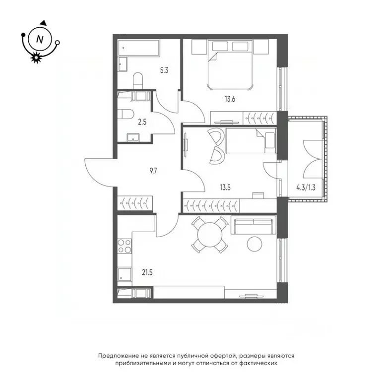 2-к кв. Омская область, Омск Зеленая река мкр, 13 (67.4 м) - Фото 0