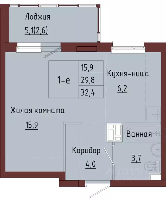 1-к кв. Пермский край, Пермь ул. Карпинского, 114 (34.9 м) - Фото 1
