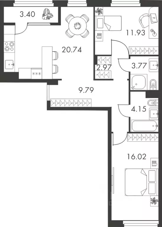 2-к кв. Тульская область, Тула ул. Карпова, 103А (72.77 м) - Фото 0