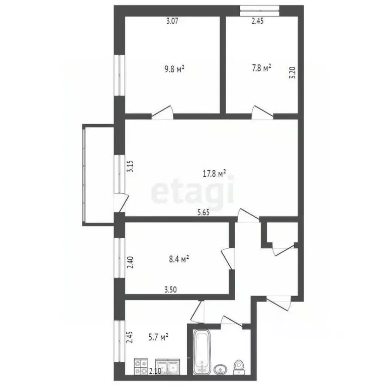 4-к кв. Омская область, Омск 3-й мкр, ул. Путилова, 6 (60.0 м) - Фото 1