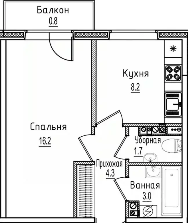 1-к кв. Новгородская область, Старая Русса ул. Чапаева, 2 (34.2 м) - Фото 1