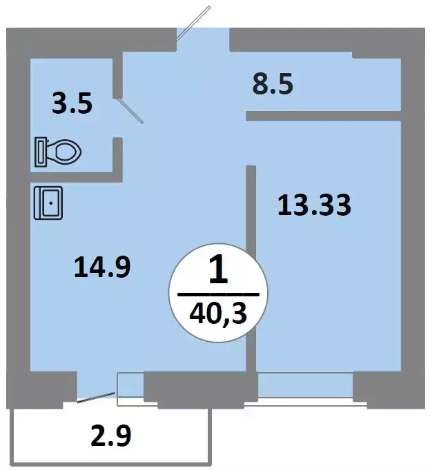 Продаётся 1-к квартира, 40.3 м - Фото 0