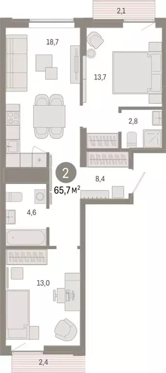 2-комнатная квартира: Екатеринбург, улица Гастелло, 19А (65.73 м) - Фото 1