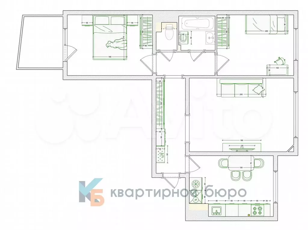 3-к. квартира, 64 м, 9/9 эт. - Фото 0