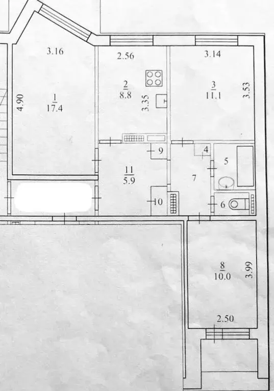 3-к кв. Архангельская область, Архангельск ул. Кононова, 10к1 (62.3 м) - Фото 1