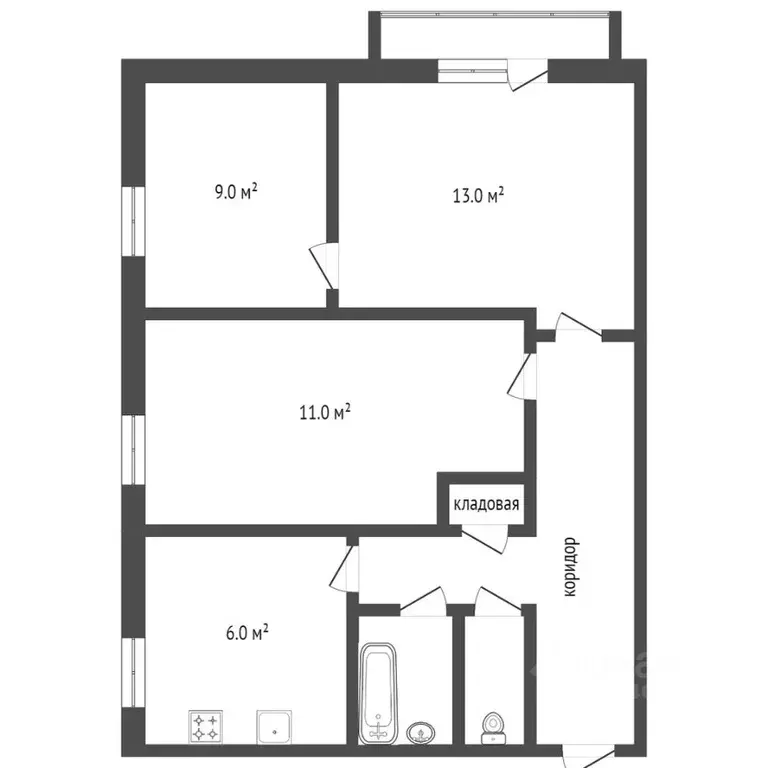 3-к кв. Адыгея, Майкоп Пролетарская ул., 353 (50.3 м) - Фото 2