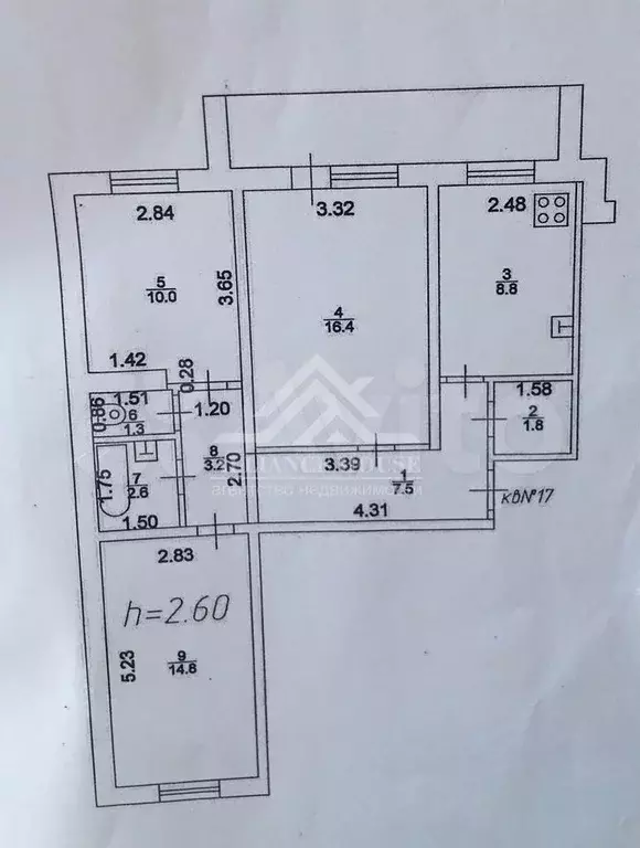3-к. квартира, 66 м, 5/5 эт. - Фото 0