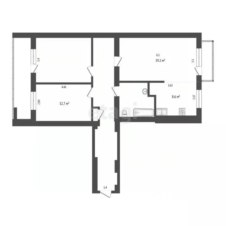3-к кв. Москва Мясницкая ул., 35А (80.3 м) - Фото 2