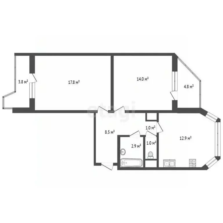 2-к кв. Москва Юрловский проезд, 14к1 (61.4 м) - Фото 2