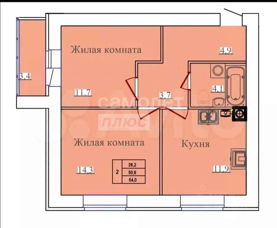 2-к кв. Ивановская область, Иваново ул. Павла Большевикова, 50 (54.0 ... - Фото 1