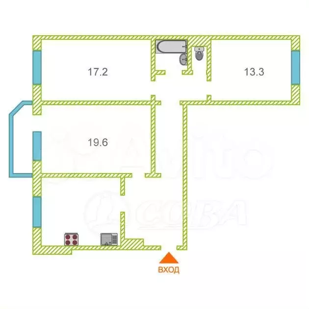 3-к. квартира, 87 м, 5/9 эт. - Фото 0