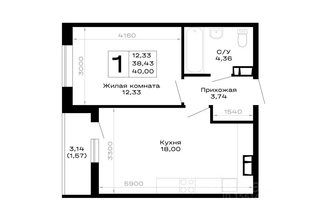 1-к кв. Адыгея, Майкоп  (40.0 м) - Фото 1
