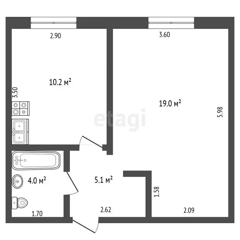 1-комнатная квартира: Вологда, Кривой переулок, 20 (38.3 м) - Фото 1
