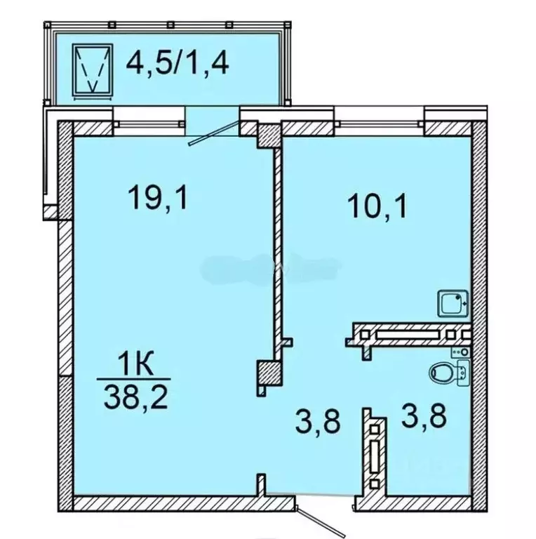 1-к кв. Красноярский край, Красноярск Мясокомбинат мкр,  (38.2 м) - Фото 1