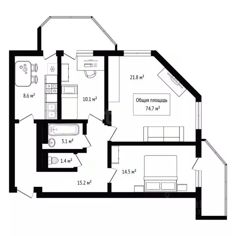3-к кв. Новосибирская область, Новосибирск Вилюйская ул., 3 (74.7 м) - Фото 2