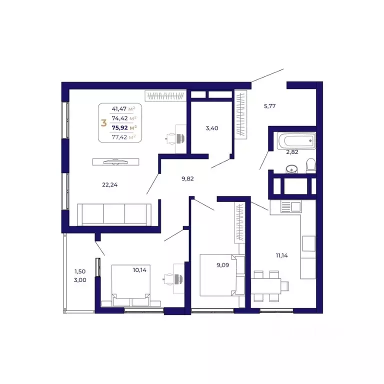 3-к кв. Башкортостан, Уфа Затон-Восточный жилрайон, Паруса жилой ... - Фото 1