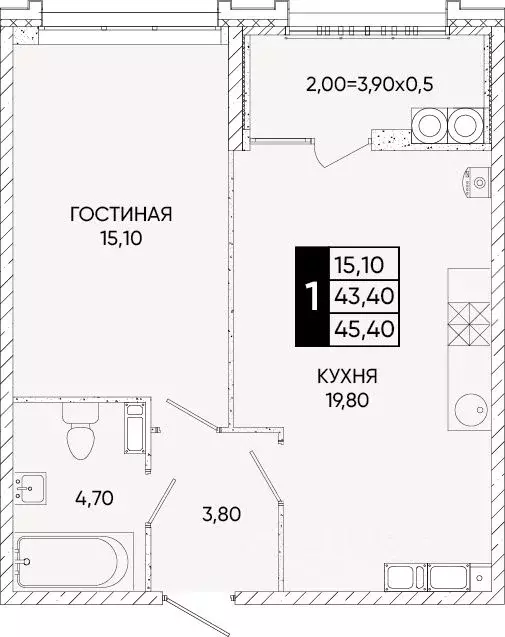 1-к кв. Ростовская область, Ростов-на-Дону Левобережье жилой комплекс ... - Фото 0