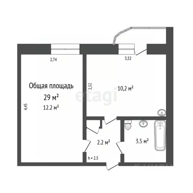 1-к кв. Кемеровская область, Юрга просп. Победы, 53 (29.0 м) - Фото 1