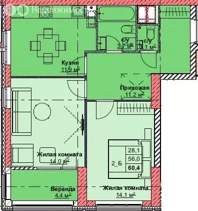 2-комнатная квартира: Владивосток, жилой комплекс Каштановый двор ... - Фото 1