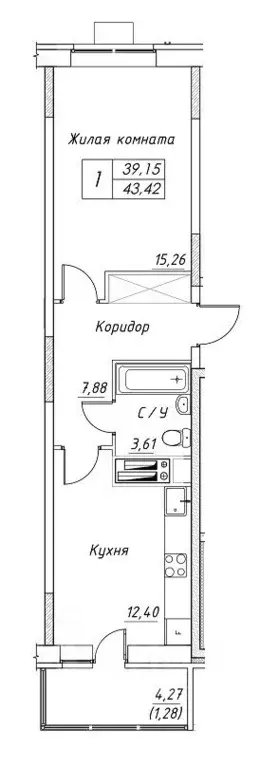 1-к кв. Московская область, Дмитров  (43.42 м) - Фото 0