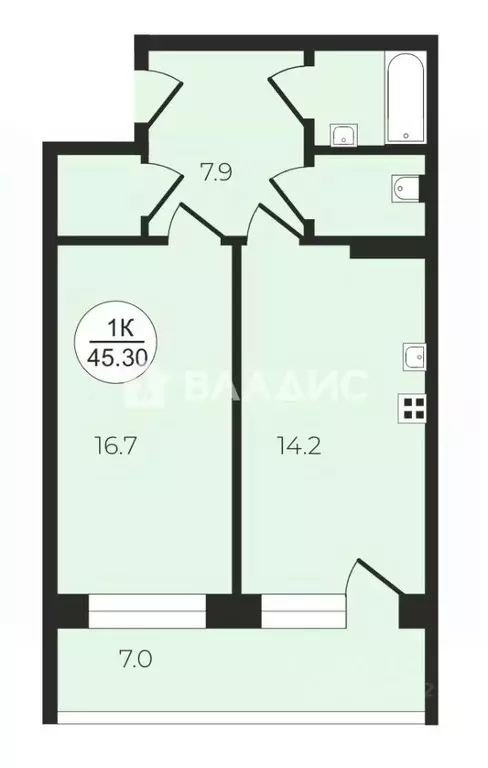 1-к кв. Санкт-Петербург ул. Маршала Казакова, 70к1 (45.3 м) - Фото 1